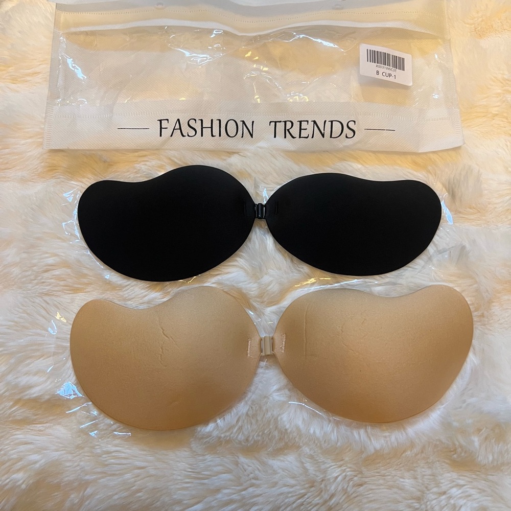 Black and Tan Strapless Adhesive Bra‎ Set B-cup